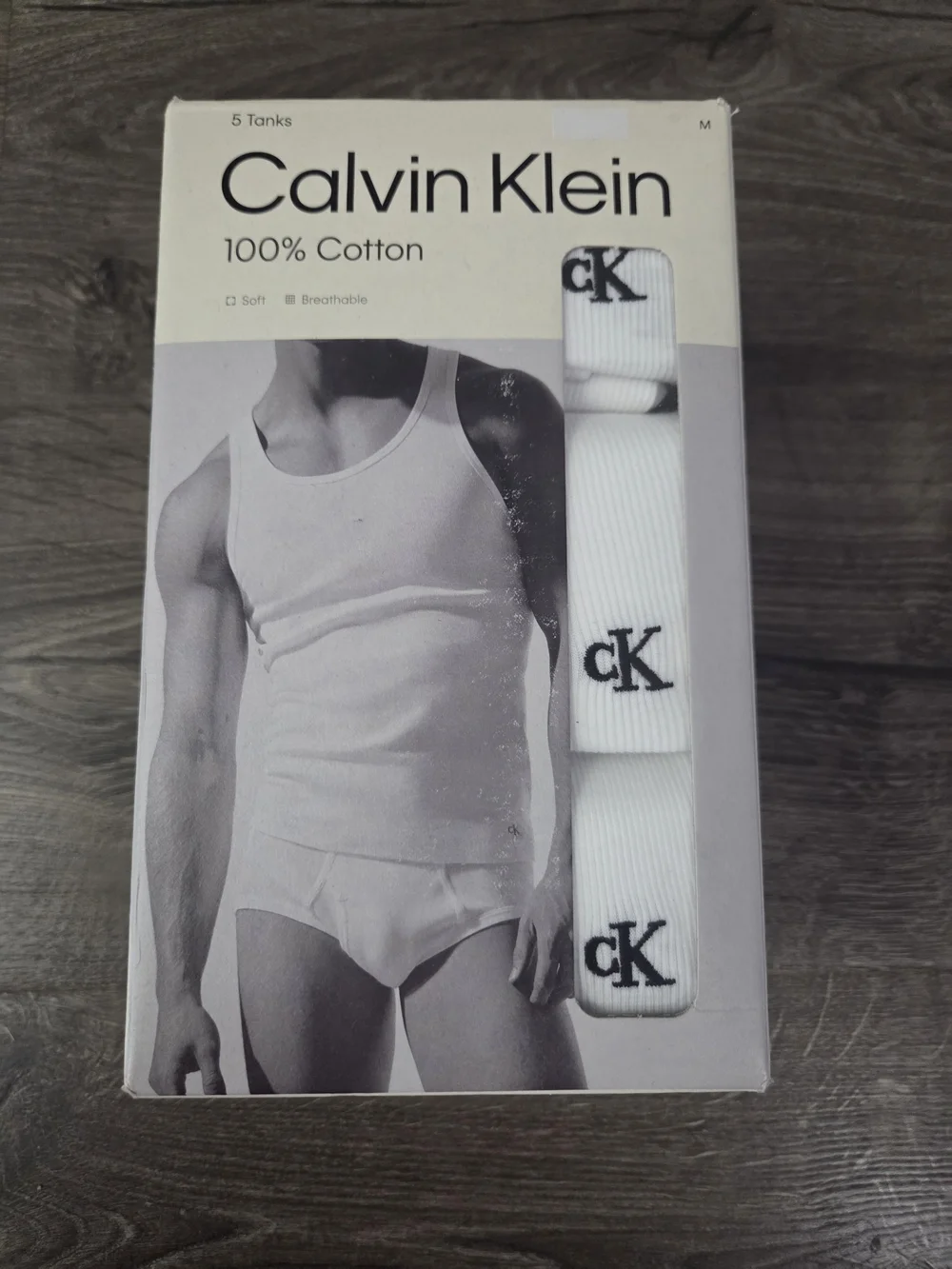 Calvin Klein Men’s White Cotton Tank Tops - 5-Pack Size M NEW
